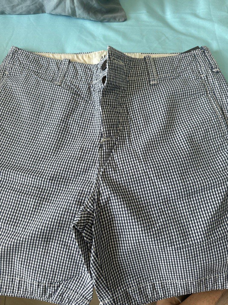 New Abercrombie & Fitch Shorts 31” Checkers Navy White US A&F Pants, 男裝
