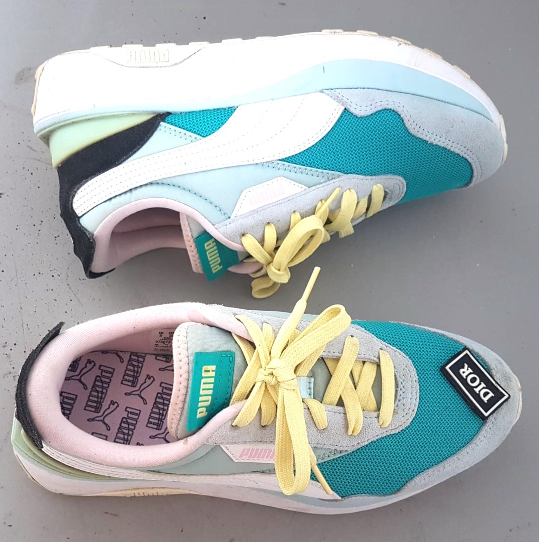 Original PUMA Sneakers Customised DIOR Patch Puma Cruise Rider Viridian Green Luxury Running Shoes US 7.5 UK 5 EUR 38 Timeless Classic Gym