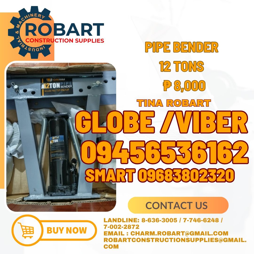 Pipe Bender 12Tons (Category: Construction Tools & Equipment) located in Manila. Submitted by tina.sales (Listing ID 1325474803, Image 1). Description: Pipe Bender 12Tons 𝑹𝑶𝑩𝑨𝑹𝑻 𝑪𝑶𝑵𝑺𝑻𝑹𝑼𝑪𝑻𝑰𝑶𝑵 𝑺𝑼𝑷𝑷𝑳𝑰𝑬𝑺 𝑶𝒇𝒇𝒊𝒄𝒆 𝑨𝒅𝒅𝒓𝒆𝒔𝒔: 𝟏𝟒𝟎𝟓 𝒀𝒖𝒔𝒆𝒄𝒐 𝑺𝒕. 𝑺𝒕𝒂 𝑪𝒓𝒖𝒛 𝑴𝒂𝒏𝒊𝒍𝒂 𝑺𝑬𝑵𝑫 𝑼𝑺 𝑴𝑬𝑺𝑺𝑨𝑮𝑬 𝑭𝑶𝑹 𝑰𝑵𝑸𝑼𝑰𝑹𝑰𝑬𝑺 ‼️ ‼️ 𝑮𝒍𝒃𝒆 - (𝟢𝟫𝟒𝟓-𝟔𝟓𝟑-𝟔𝟏𝟔𝟐) 𝑻.𝑴. - (𝟢𝟫𝟔𝟖-𝟑𝟖𝟎-𝟐𝟑𝟐𝟎) 𝑽�