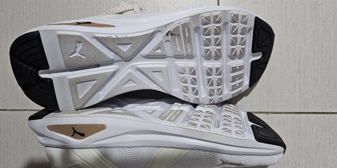 Puma white rose gold track shoes