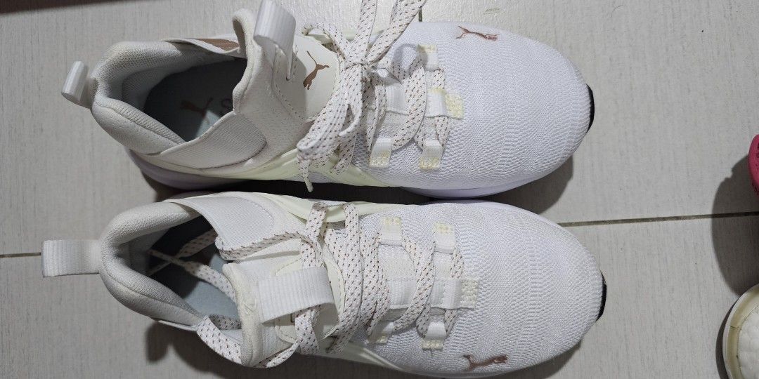 Puma white rose gold track shoes