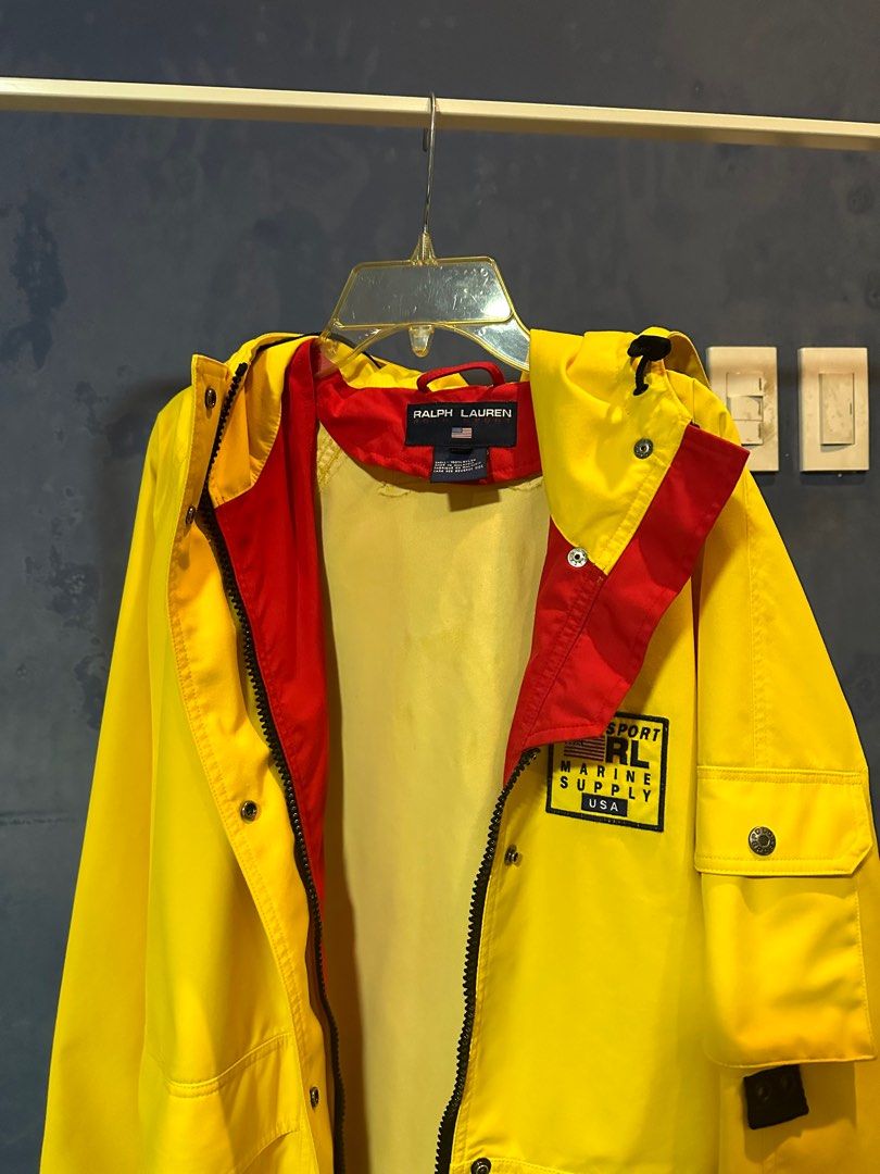 Ralph Lauren VTG Polo Sport Marine Supply Yellow Rain Sailing Jacket Men s Fashion Coats Jackets and Outerwear on Carousell
