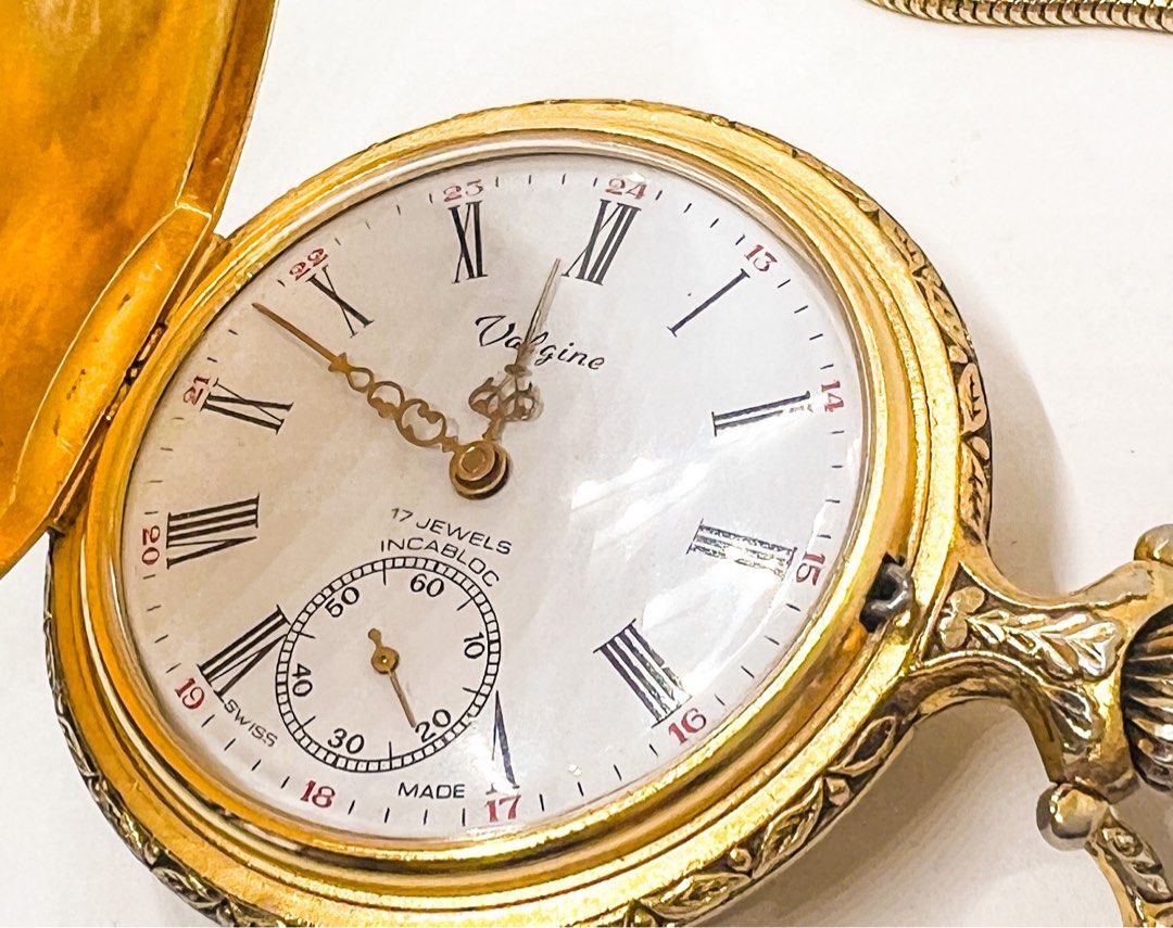 Swiss board painting gold plated half hunter mechanical wind