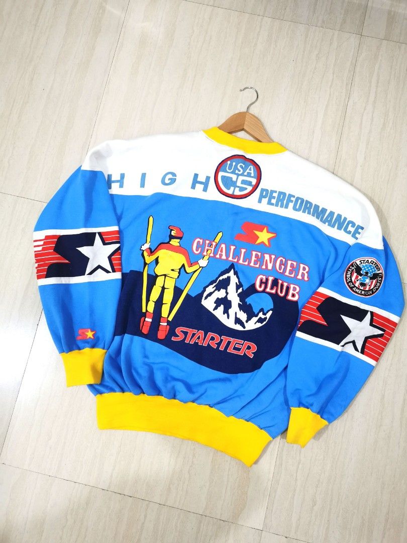Vintage 1980s Starter Ski Action All Over Print Crewneck Sweater