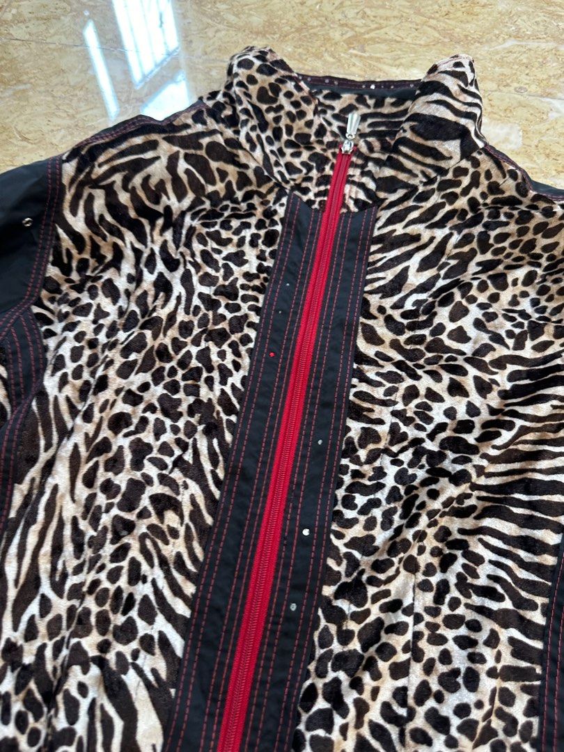 Leopard print army jacket top