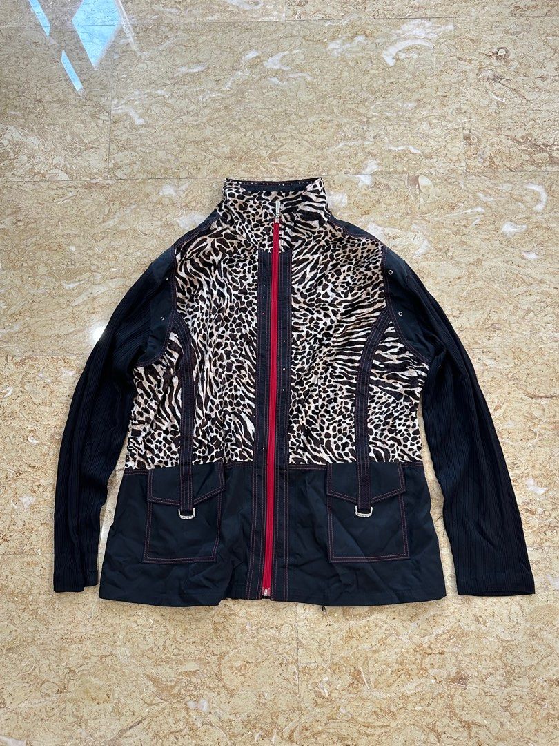 Vintage Leopard Print Military Jacket