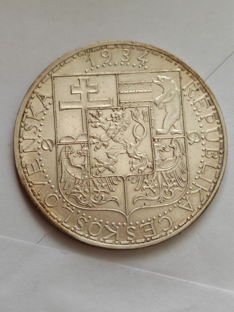 1934年捷克斯洛伐克銀幣, 興趣及遊戲, 收藏品及紀念品, 錢幣- Carousell
