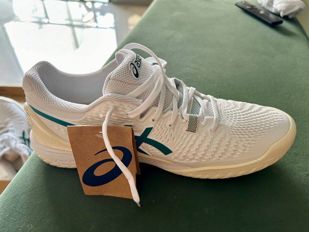Asics Mens Gel Resolution 9 White Pitch Green Tennis Shoes Women s Fashion Footwear Sneakers on Carousell