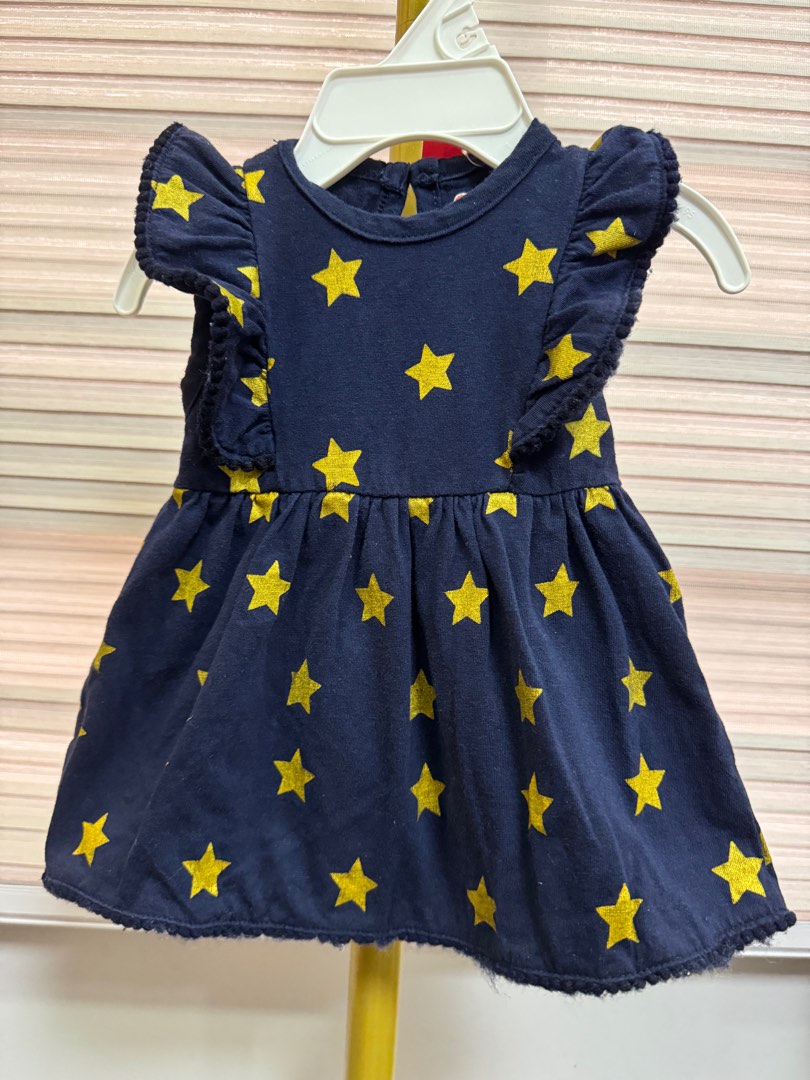 Babyhug Woven Sleeveless Party Dress With Foil Star Print & Bow Applique - Pink main image 0