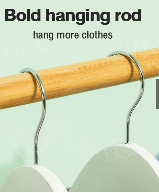 FREE SHIPPING!!!!!Bamboo Clothes Rack Rak Baju With Wheels Hat Coat