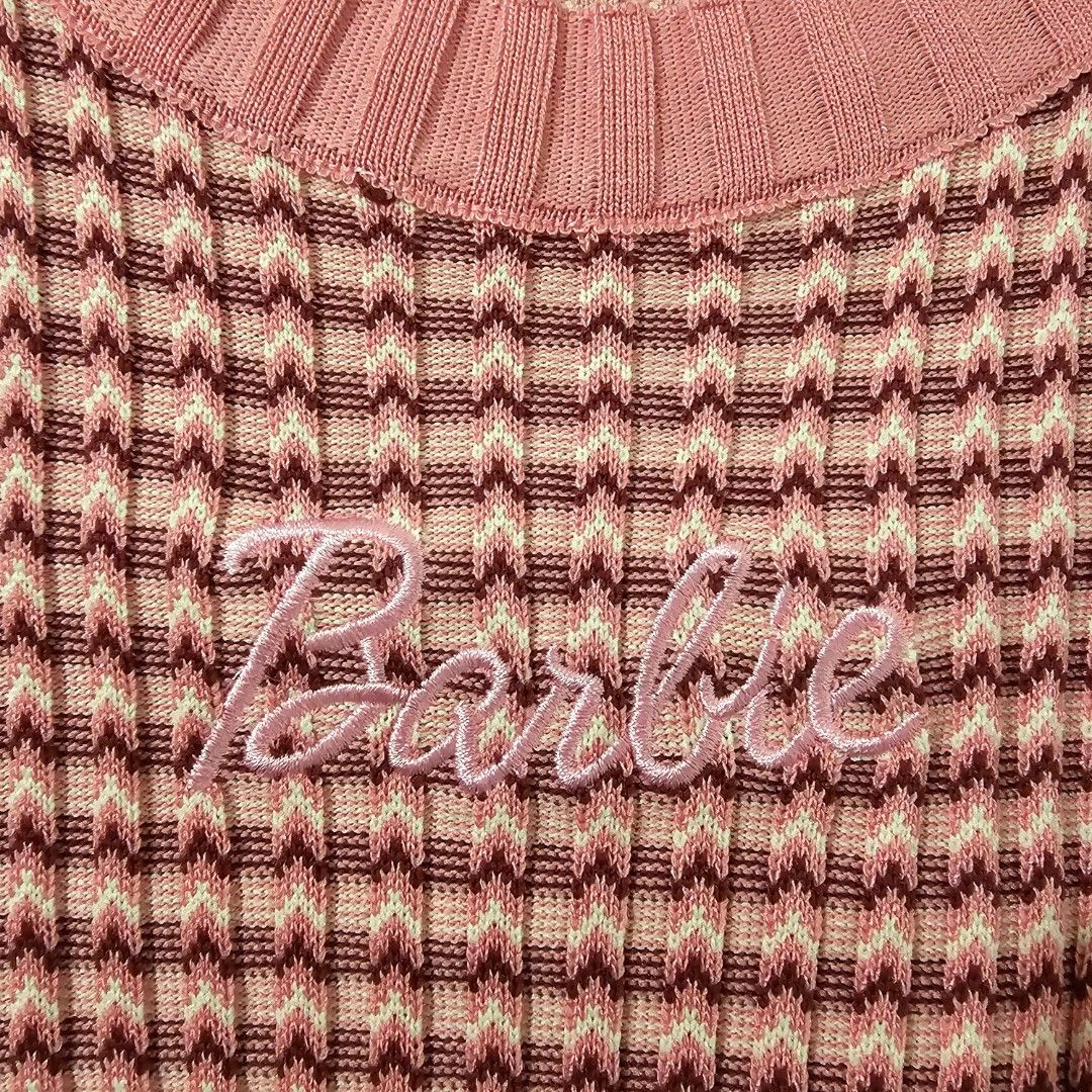 Barbie embroidered knitted top - pink (Category: Shirts) located in Pasay City. Submitted by shape.shack (Listing ID 1325696211, Image 2). Description: 200 + sf eunice brand knitted material stretchable 10/10 condition no issues ready to ship available also in black color dm for inquiries gcash.