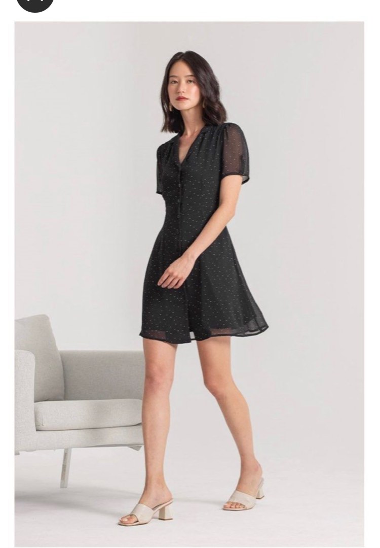 BNWT Lovet Jobelle Polka Dot Dress in Black, Women's Fashion, Dresses &  Sets, Dresses on Carousell