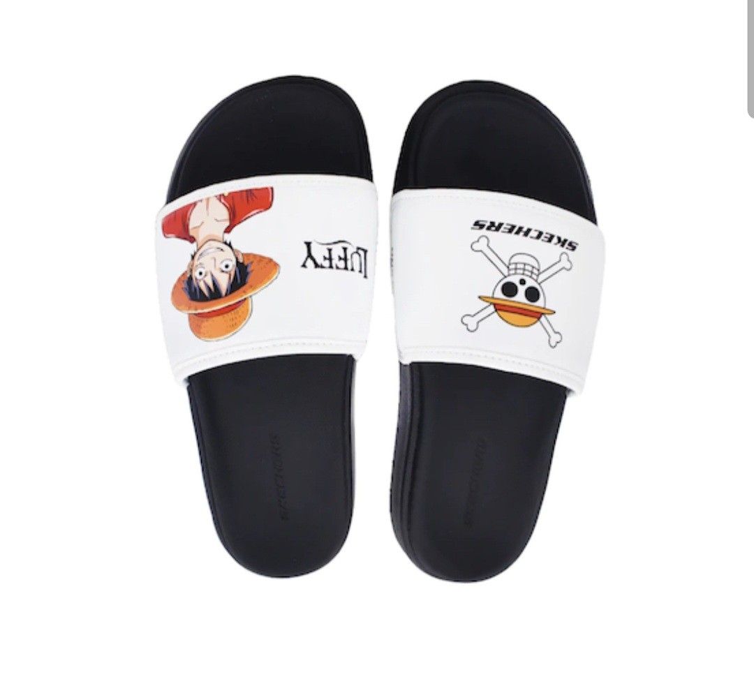 BNWT Skechers Extra Comfy One Piece Comfortable Pink and White Luffy Slides Onepiece Slippers Women s Fashion Footwear Flipflops and Slides on Carousell