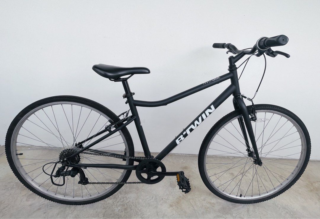 BTWIN Riverside 100 Hybrid Bike Black Sports Equipment Bicycles Parts Bicycles on Carousell