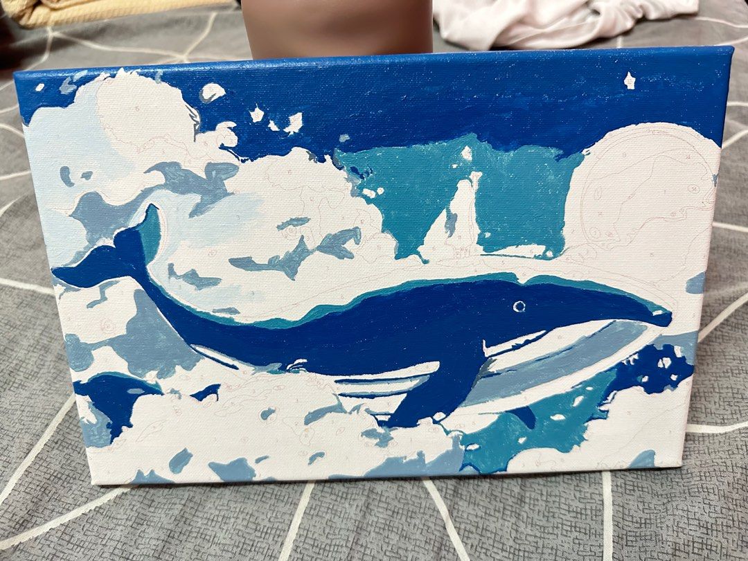 Canvas Whale Painting, Hobbies & Toys, Stationery & Craft, Art