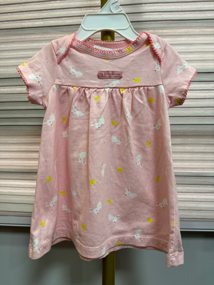 Carter s Pink Rabbit Dress 3 6m Babies Kids Babies Kids Fashion on Carousell