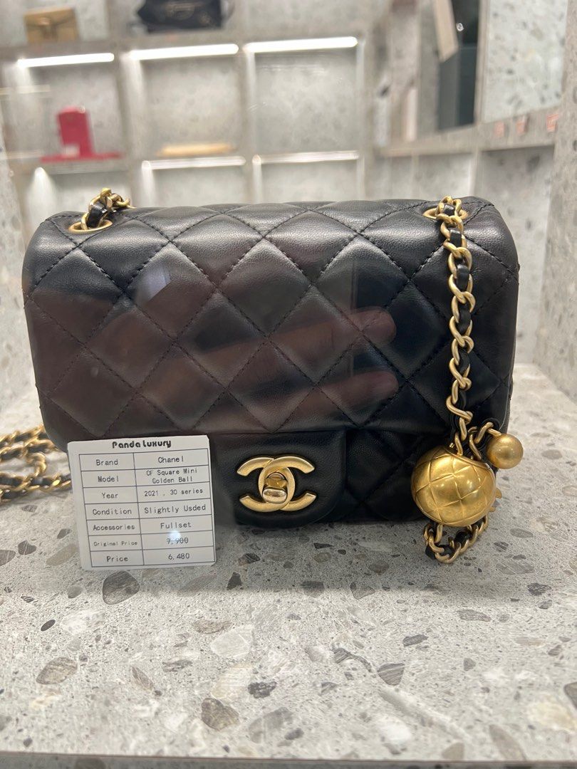 Chanel mini square gold ball clearance