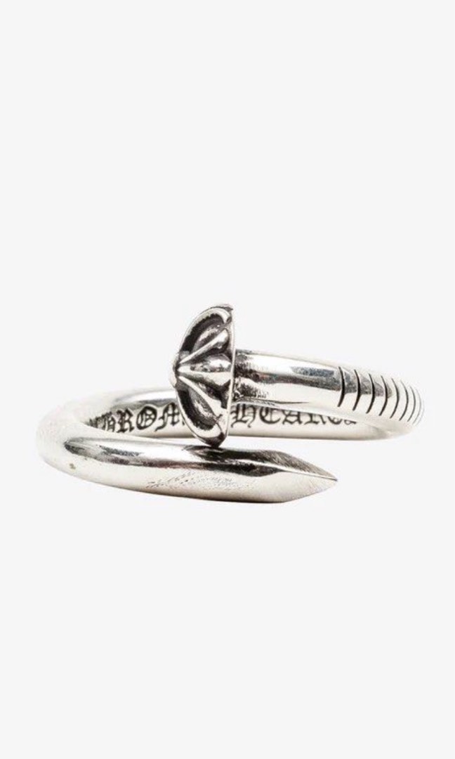 Chrome heart nail ring sales