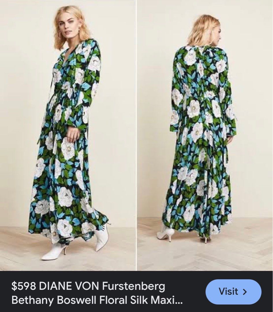 Diane Von Furstenberg Long Bethany Dress Pure Silk Luxury Apparel on Carousell