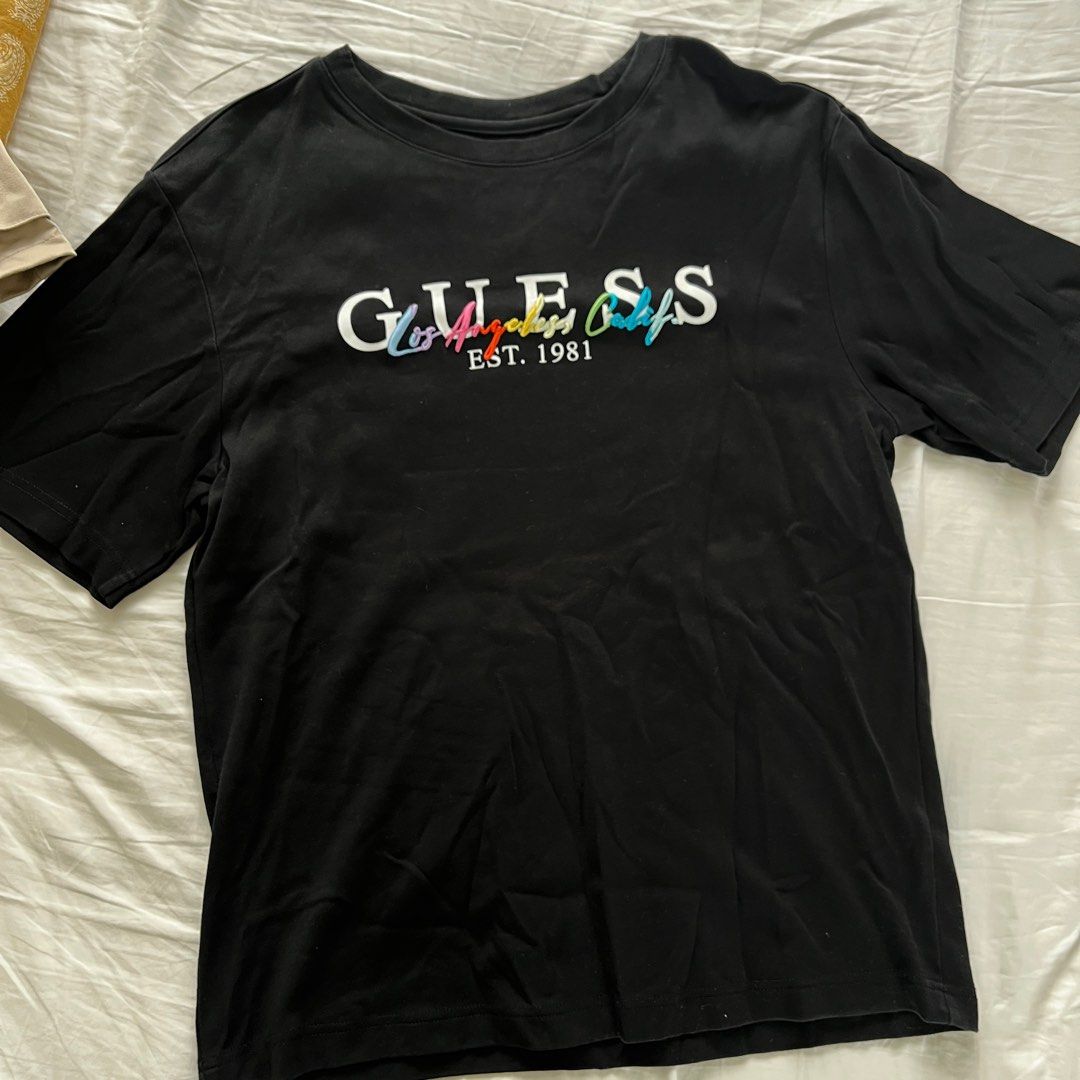 Guess Los Angeles Rainbow Shirt Men s Fashion Tops Sets Tshirts Polo Shirts on Carousell
