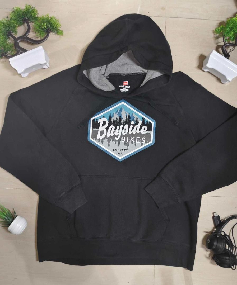 Hanes Biker Graphic Black Hoodie Men s Fashion Tops Sets Hoodies on Carousell