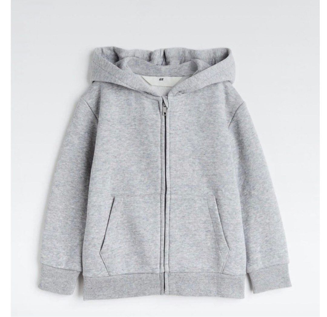 H M zip through hoodie abu abu grey sweater jaket anak laki laki Polos Bayi Anak Baju Bayi di Carousell