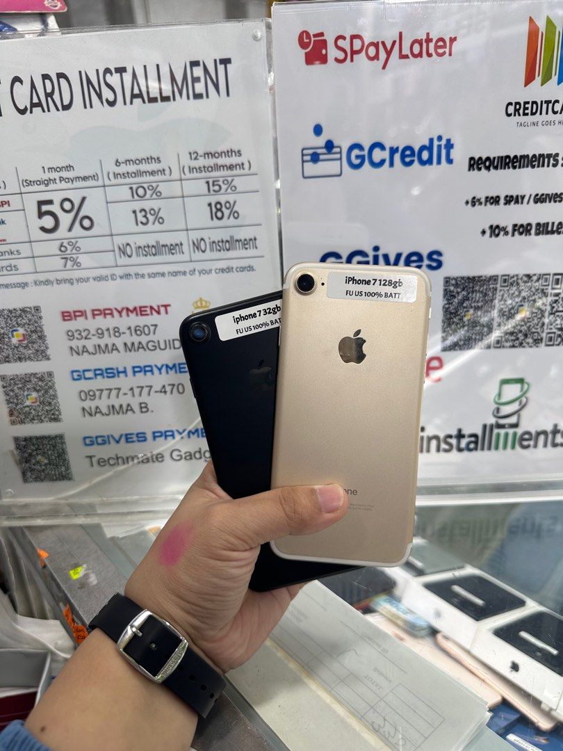 Iphone 7 32gb 100% batt FU (Category: iPhone 7 Series) located in San Juan City. Submitted by javedsgadgetshop (Listing ID 1325783649, Image 1). Description: OPEN FOR INSTALLMENT VIA CREDIT CARD/GGIVES/SPAY/BILLEASE & SWAP/TRADE-IN! BUY AND SELL! Quick Specs : Iphone 7 •32gb •NTC Variant •100% batt health •Factory Unlock •95% Smoothness •No hidden issue | No Repaired •100% Authentic | Not Refurbished •w/ OEM Charger & store warranty ❣️ - serial c