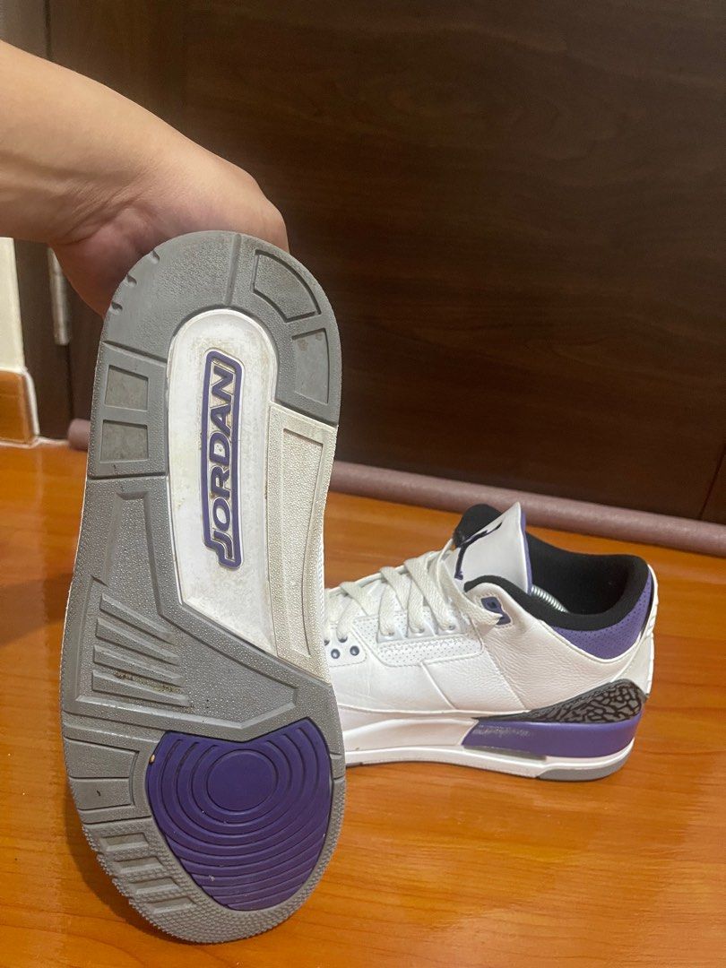 Jordan 3 Dark Iris (Category: Sneakers) located in Makati City. Submitted by sheeca (Listing ID 1325661404, Image 3). Description: My husband used it for 3 uses only. Selling it because he prefers “daddy” shoes now. :) .