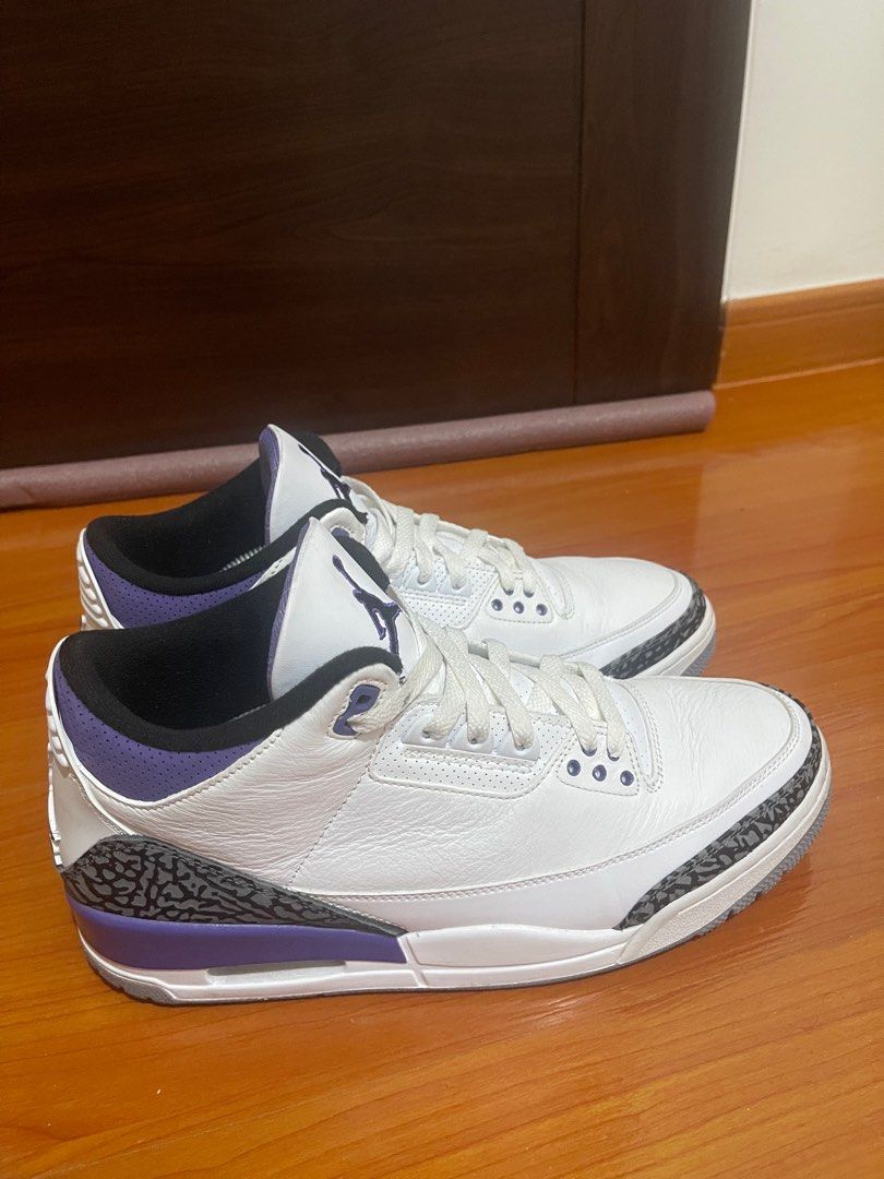 Jordan 3 Dark Iris (Category: Sneakers) located in Makati City. Submitted by sheeca (Listing ID 1325661404, Image 1). Description: My husband used it for 3 uses only. Selling it because he prefers “daddy” shoes now. :) .