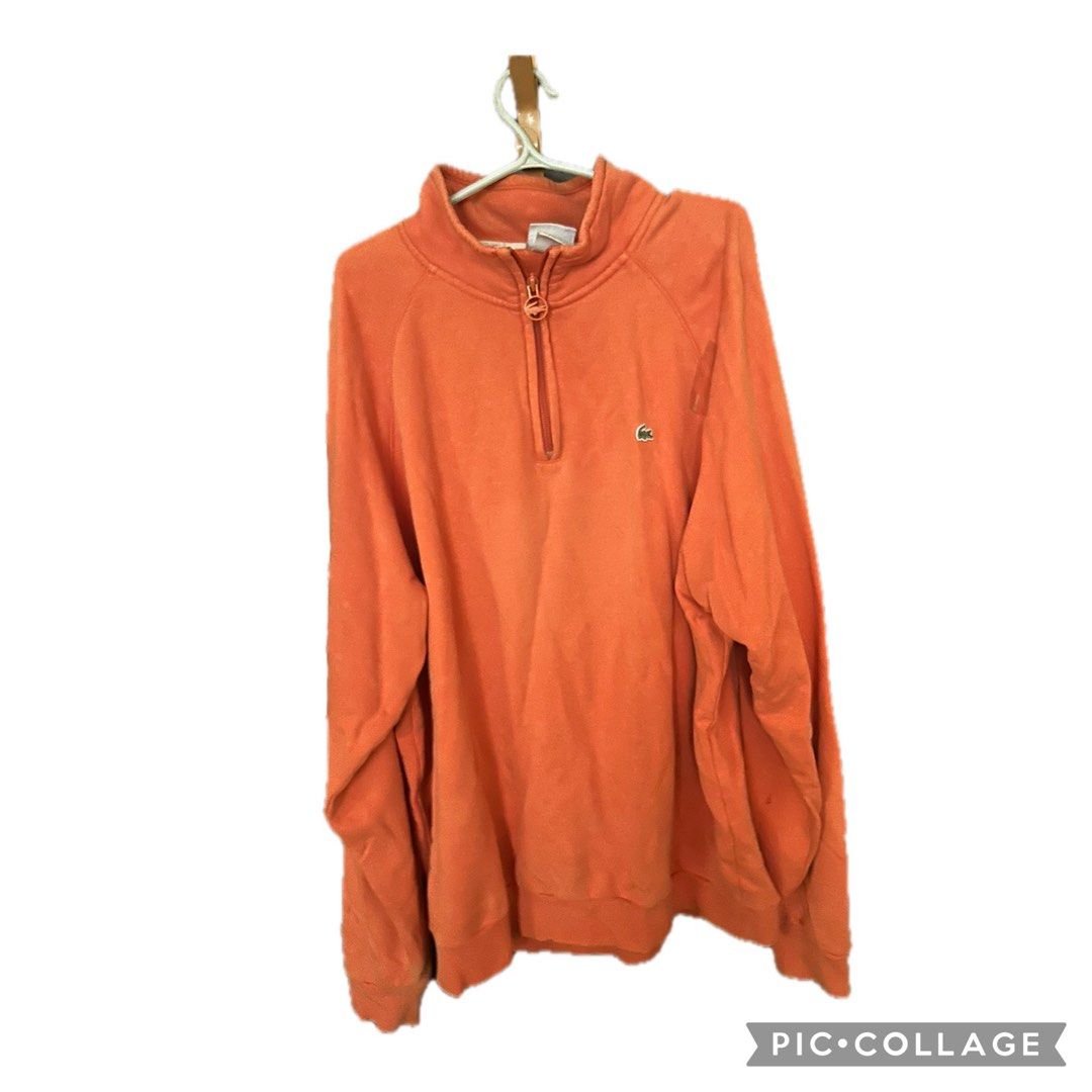 Lacoste sweater (Category: Coats, Jackets and Outerwear) located in Malabon City. Submitted by everythinggoeson (Listing ID 1325754978, Image 1). Description: orange with flaws need wash FREE SHIPPING through jnt within metro manila only.
