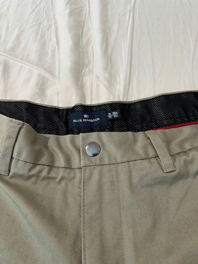 Marks Spencer Blue Harbour Chino Cargo Pants Trousers Stone 36 31