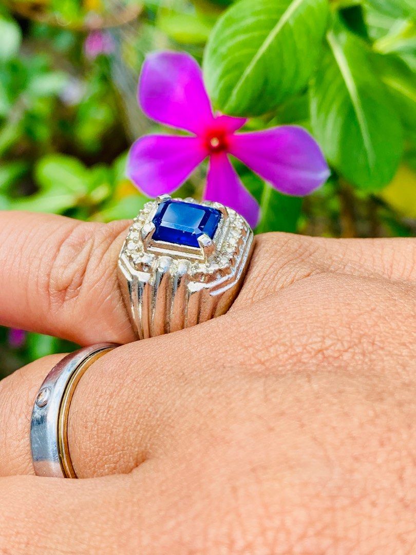 Natural Sapphire Men s Ring Cincin Nilam ASLI Women s Fashion Jewelry Organisers Rings on Carousell