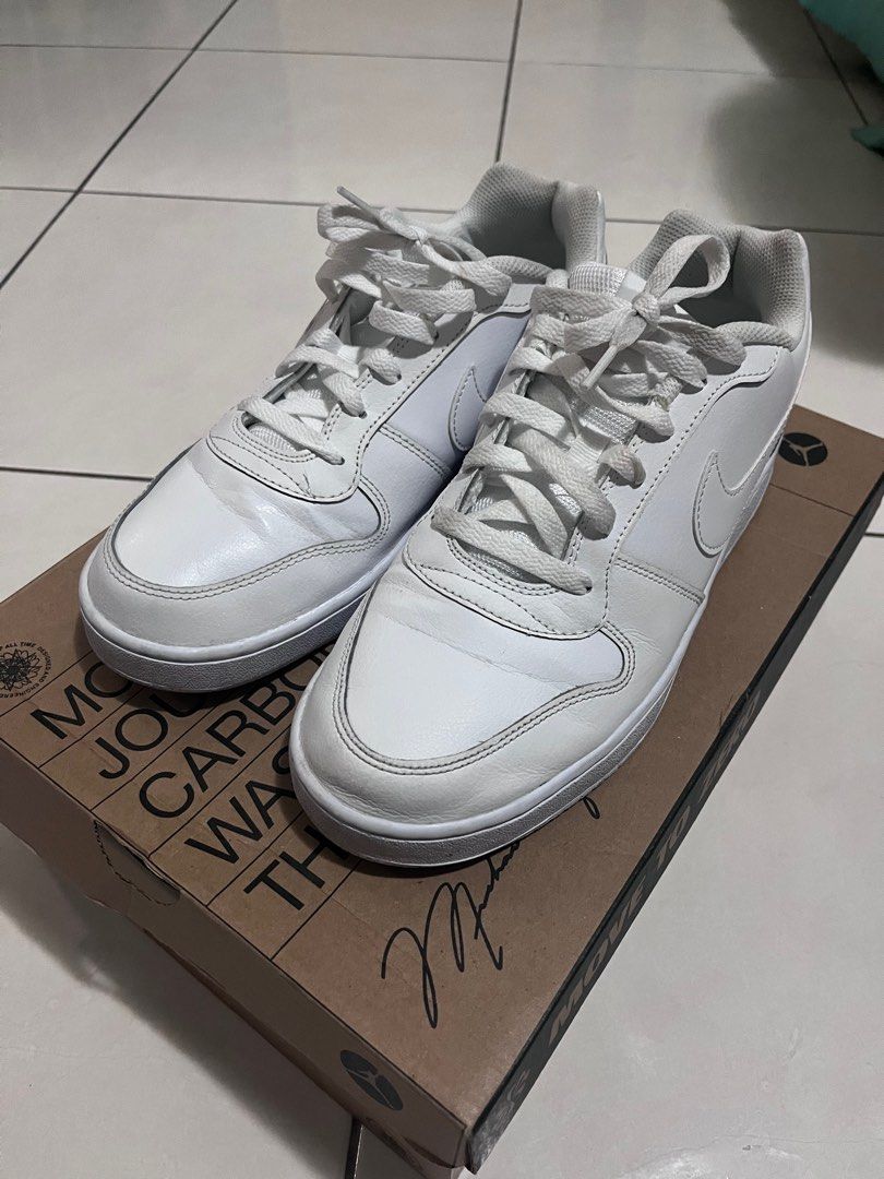Nike Ebernon Low AQ1775 100 Men s Triple White Leather Casual Sneaker Shoes YE22