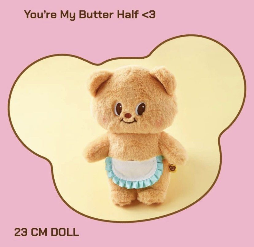 [PREORDER][BUTTERBEAR THAILAND] Butterbear apron plush toy | blue plaid bag  | pearl chain cross body bag | cup holder | birthday bear