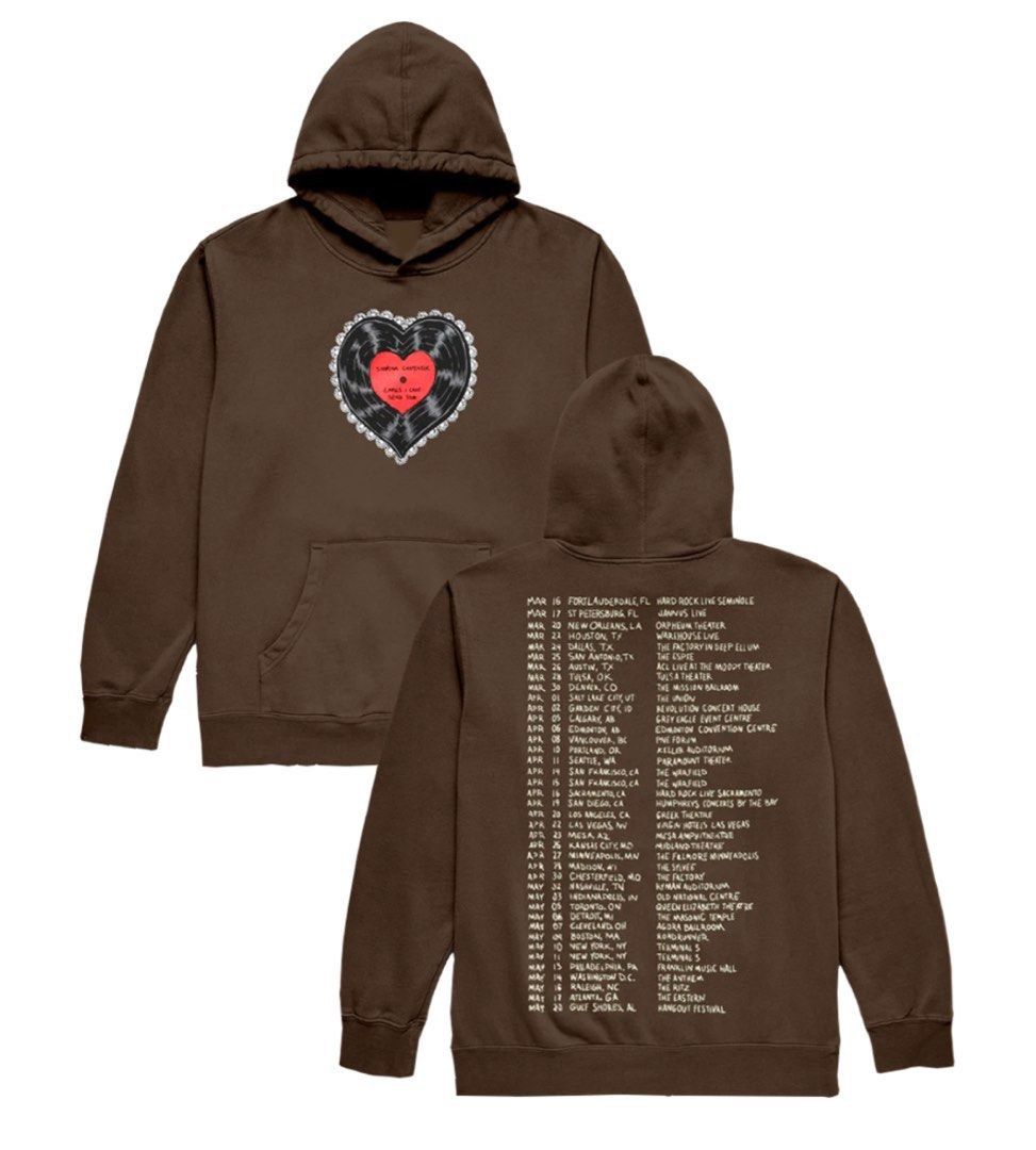 Sabrina Carpenter 2023 Merchandise Emails I can t send tour Vinyl Heart Hoodie Women s Fashion Coats Jackets and Outerwear on Carousell
