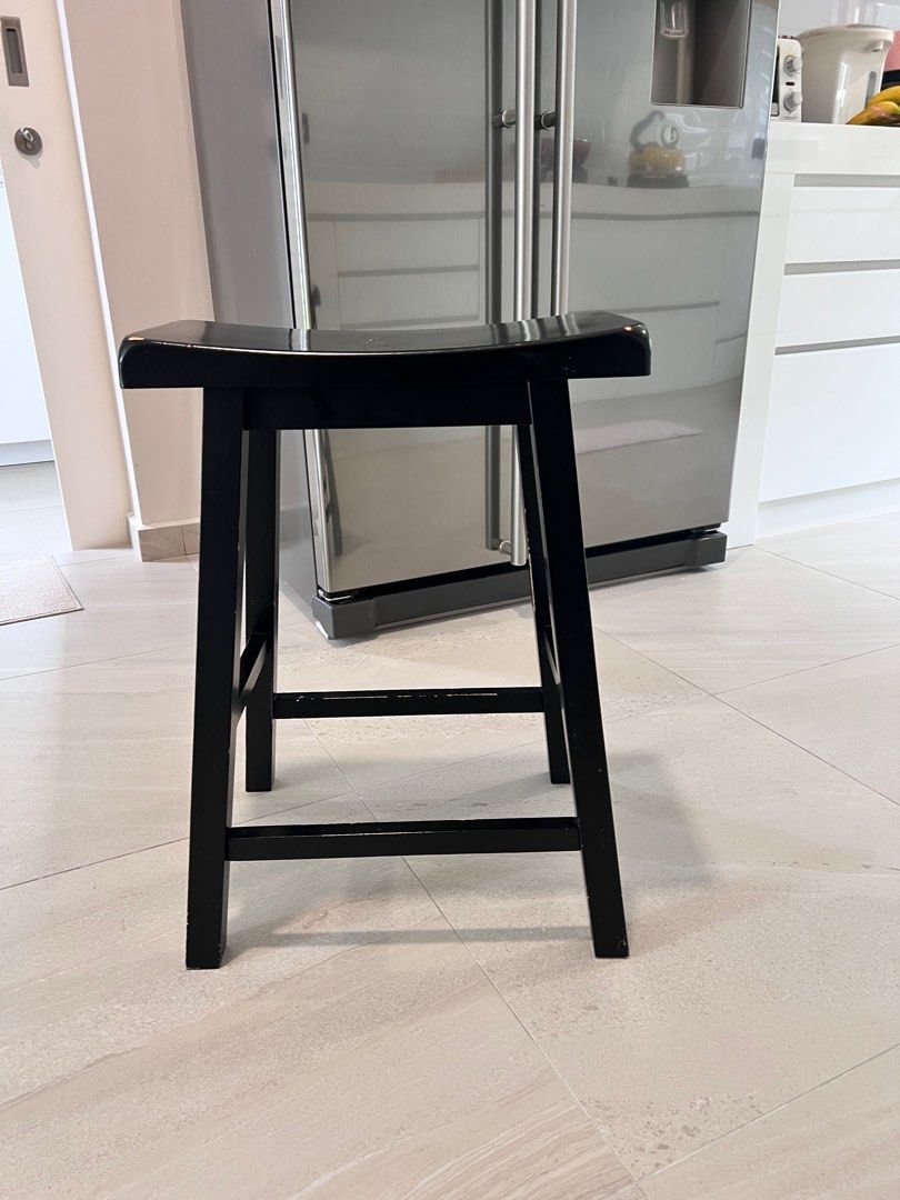 Solid wood island counter stool in black, Furniture & Home Living