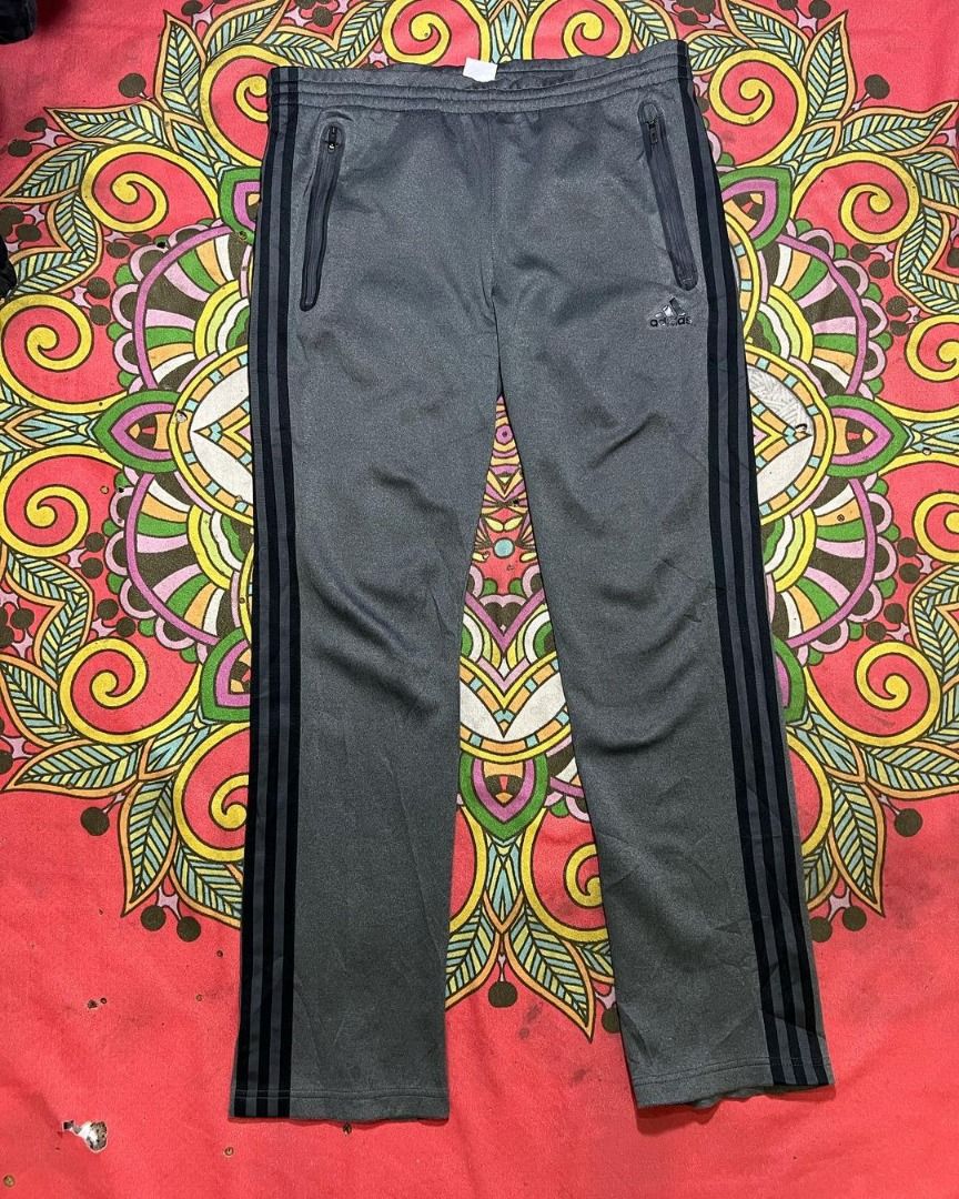 track pants ADIDAS zipper pocket Grey original cakep banget