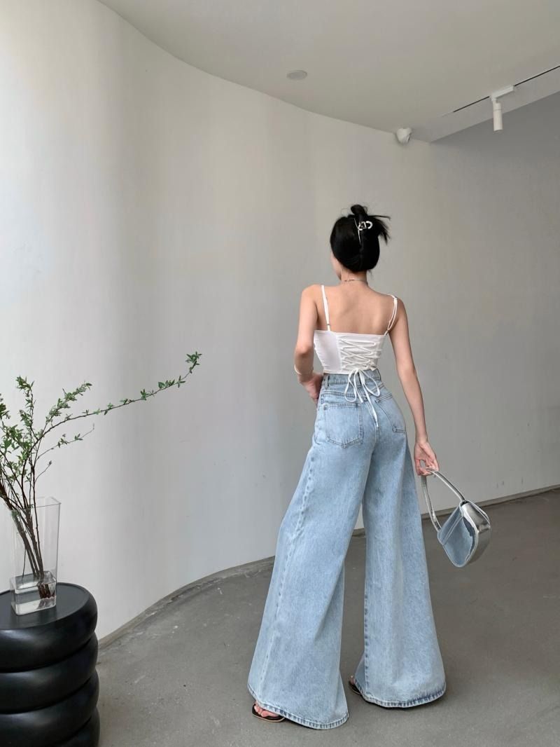Extra wide bell bottom jeans top