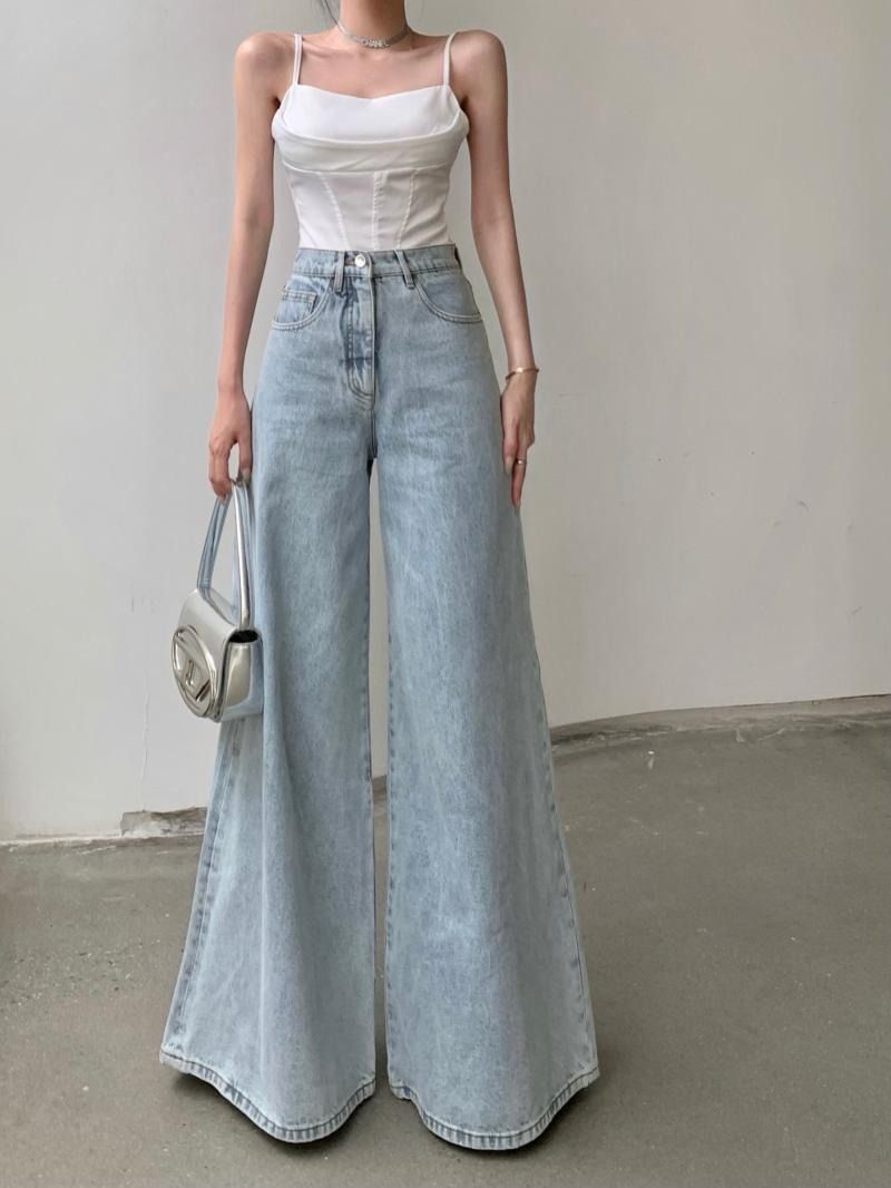 Ultra Extra Wide Leg Bell Bottom Jeans in Light Wash