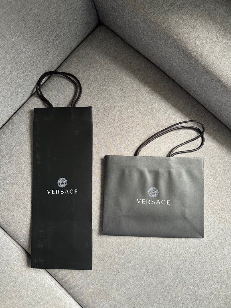 Versace Paper Bag (Category: Luxury Bags & Wallets) located in Quezon City. Submitted by jwmj_luxury (Listing ID 1325655079, Image 2). Description: Price depends on the size. 100% authentic. Can include stickers (while supplies last) Photo 1: 1200 Photo 2: 600 each Photo 3: 900.