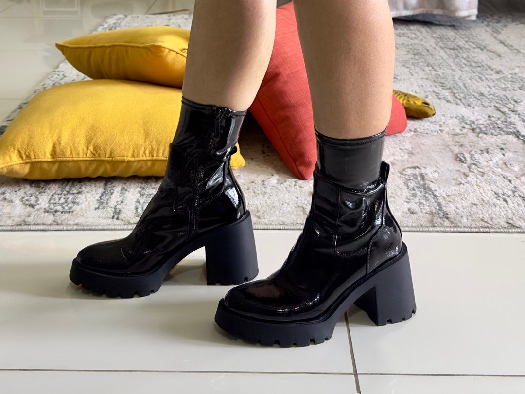 Zara patent ankle boots sale