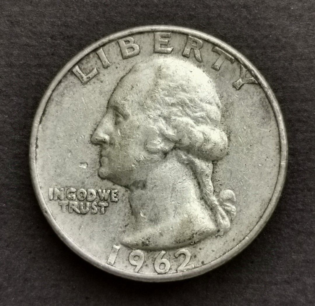 銀幣] 1962 - D 美國25分美金硬幣一枚, 興趣及遊戲, 收藏品及紀念品, 錢幣- Carousell