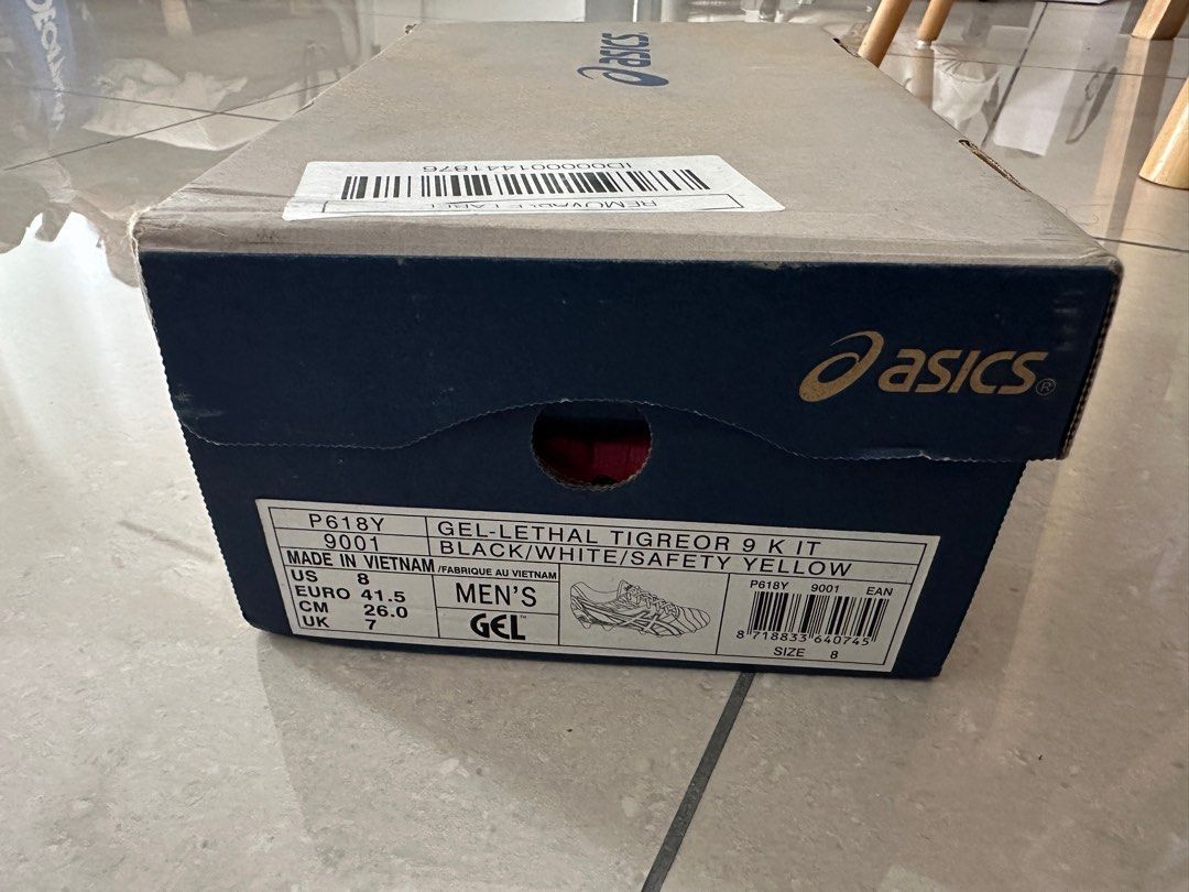 ASICS GEL LETHAL TIGREOR 9 K IT SIZE UK 7 BLACK WHITE SAFETY YELLOW