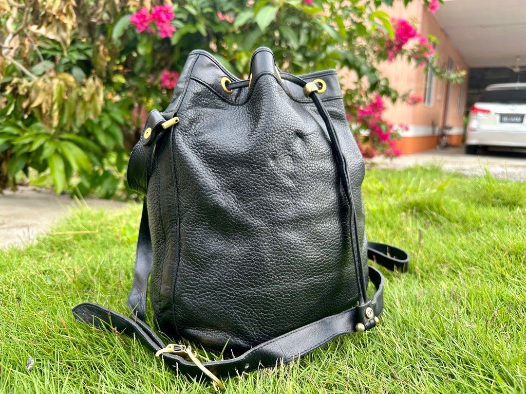 Authentic Christian Dior Grained Leather Drawstring Bucket Bag Luxury Bags Wallets on Carousell