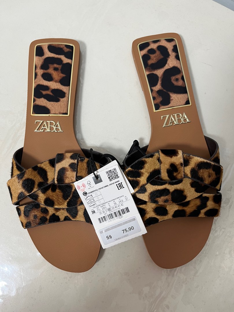 BN Zara Leopard Prints Sandals, Women's Fashion, Footwear, Sandals