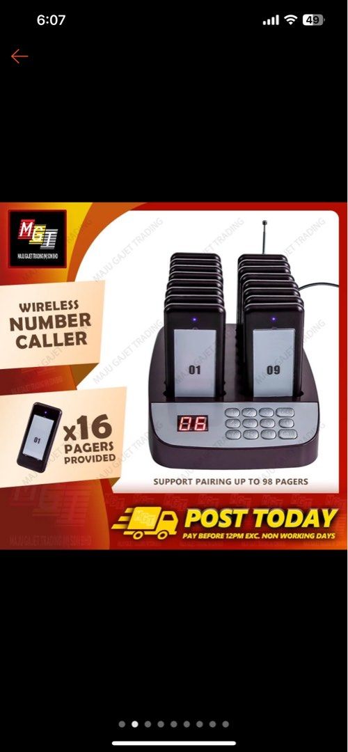 CALLING SYSTEM (Category: Office & Business Technology) located in Puchong. Submitted by yasmineee97 (Listing ID 1325895409, Image 1). Description: Letgo dah tak guna 15pagers.