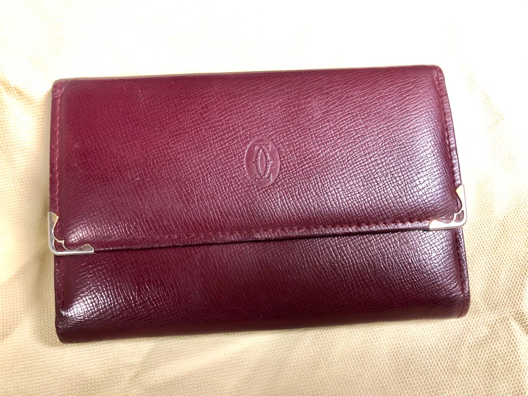 CARTIER maroon leather medium wallet Luxury Bags Wallets on Carousell