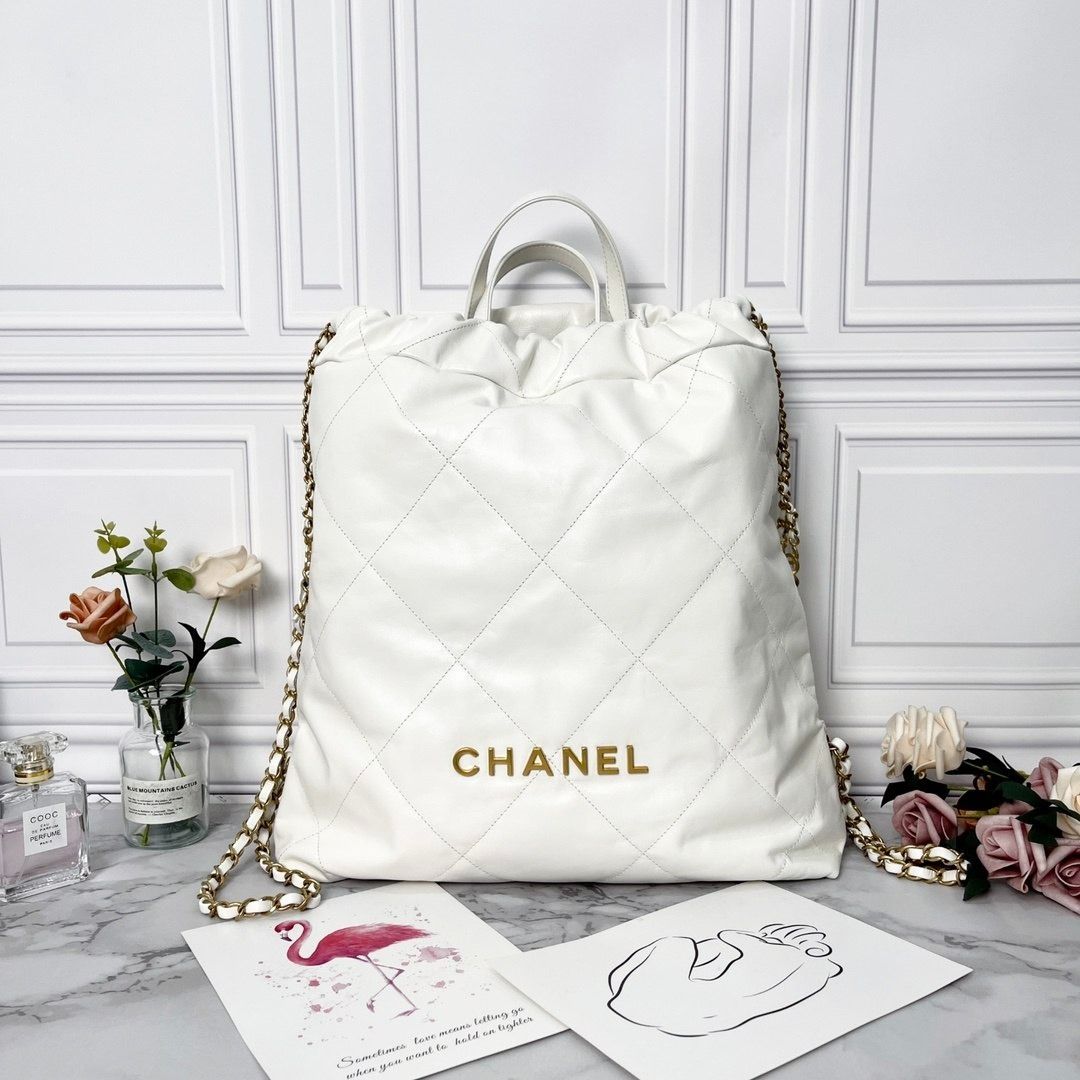 Chanel Large 22 Bag in White GHW