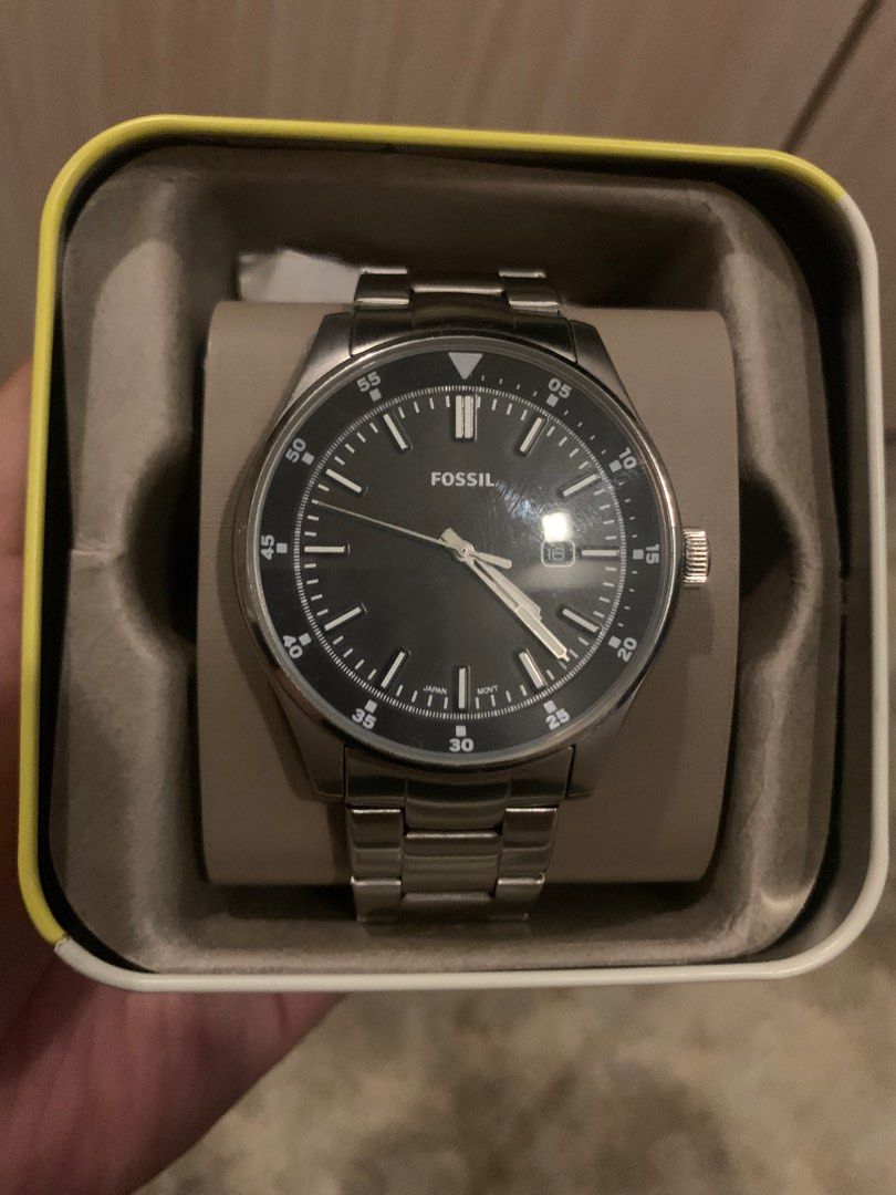 FOSSIL FS5530 MEN BELMAR THREE HAND DATE STAINLESS STEEL WATCH