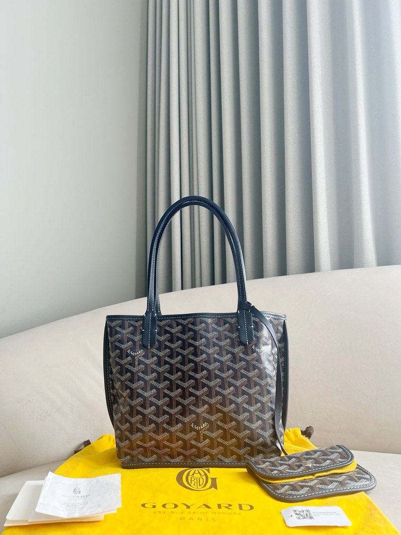 Goyard mini anjou navy 2024 Complete set, Barang Mewah, Tas